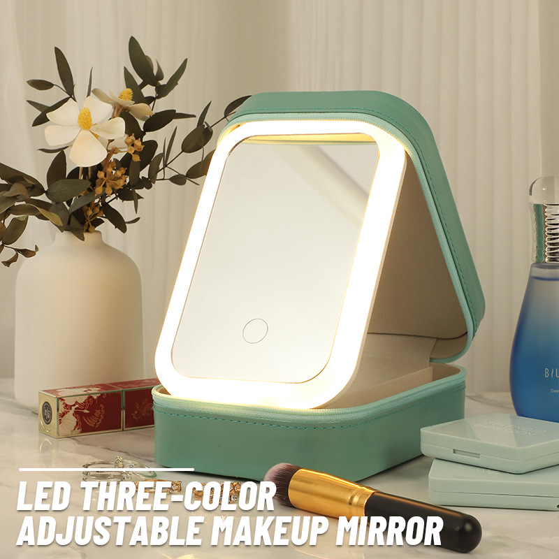 LED 3-Color Adjustable Cosmetic Mirror Organizer